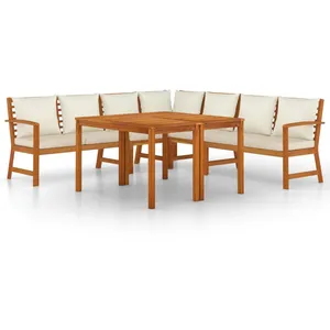 vidaXL Ensemble à manger de jardin coussins 7 pcs Bois acacia pas cher