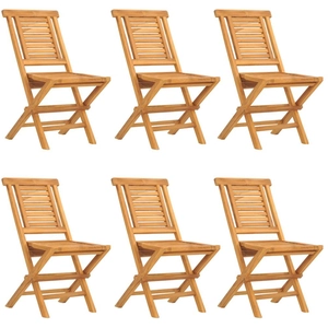 vidaXL Chaises de jardin pliantes 6 pcs 47x63x90 cm bois massif teck pas cher