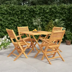 vidaXL Ensemble à manger de jardin 5 pcs Bois de teck massif pas cher