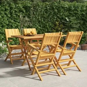 vidaXL Ensemble à manger de jardin 5 pcs Bois de teck massif pas cher