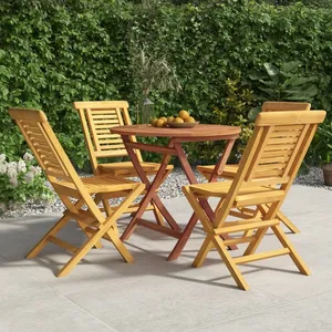 vidaXL Ensemble à manger de jardin 5 pcs Bois de teck massif pas cher