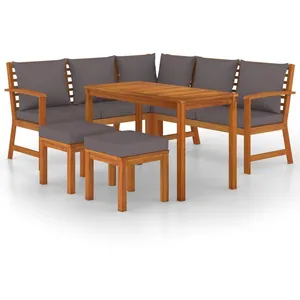 vidaXL Ensemble à manger de jardin 6 pcs avec coussins Bois d'acacia pas cher