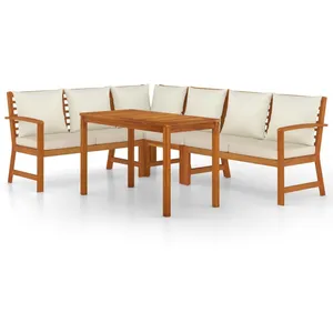 vidaXL Ensemble à manger de jardin coussins 5 pcs Bois acacia pas cher