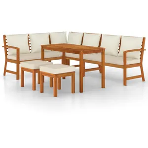 vidaXL Ensemble à manger de jardin coussins 7 pcs Bois acacia pas cher