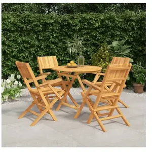 vidaXL Ensemble à manger de jardin 5 pcs Bois de teck massif pas cher