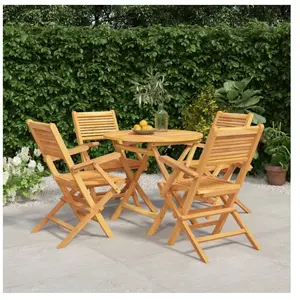 vidaXL Ensemble à manger de jardin 5 pcs Bois de teck massif pas cher
