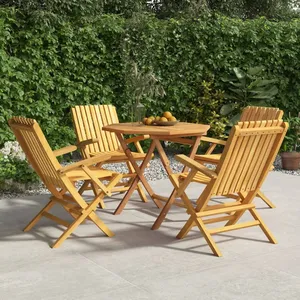 vidaXL Ensemble à manger de jardin 5 pcs Bois de teck massif pas cher