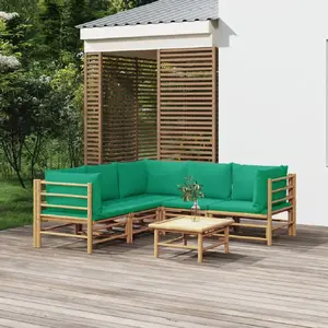 vidaXL Salon de jardin 6 pcs avec coussins vert bambou pas cher