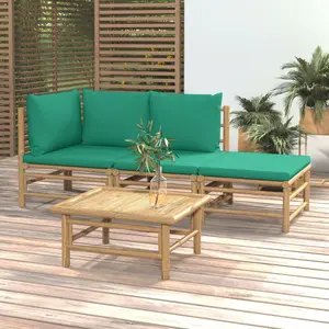 Comparateur de prix : vidaXL Salon de jardin 4 pcs avec coussins vert bambou