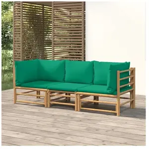 Comparateur de prix : vidaXL Salon de jardin 3 pcs avec coussins vert bambou