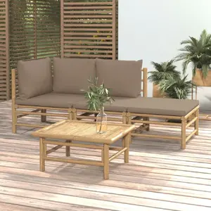 vidaXL Salon de jardin 4 pcs avec coussins taupe bambou pas cher