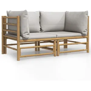 Comparateur de prix : vidaXL Canapés d'angle de jardin avec coussins gris clair 2 pcs bambou