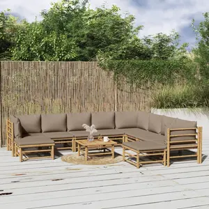 Comparateur de prix : vidaXL Salon de jardin 11 pcs avec coussins taupe bambou
