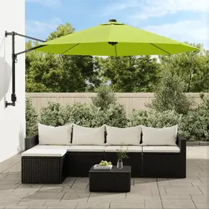 vidaXL Parasol mural avec LES pomme verte 290 cm pas cher