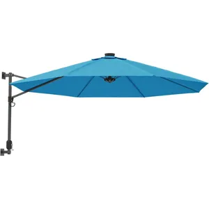 vidaXL Parasol mural avec LED bleu mer 290 cm pas cher