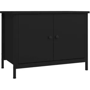 vidaXL Meuble TV avec portes noir 60x35x45 cm bois d'ingénierie 826295 pas cher