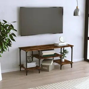 vidaXL Meuble TV chêne fumé 102x35x45,5 cm bois d'ingénierie pas cher