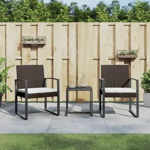 vidaXL Ensemble à manger de jardin avec coussins 3 pcs marron rotin PP