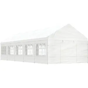 Comparateur de prix : vidaXL Belvédère avec toit blanc 11,15x4,08x3,22 m polyéthylène