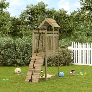 vidaXL Maisonnette de jeu avec mur d'escalade bois de pin imprégné pas cher