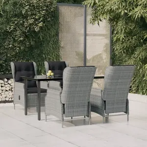 vidaXL Ensemble à manger de jardin 5 pcs Gris clair Résine tressée pas cher
