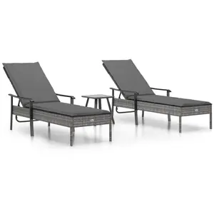 vidaXL Chaise longue avec coussin gris résine tressée