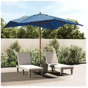 vidaXL Parasol de jardin avec mât en bois bleu azuré 300x300x273 cm pas cher
