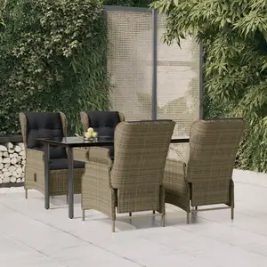 vidaXL Ensemble à manger de jardin 5pcs Marron Résine tressée pas cher