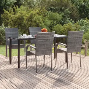 vidaXL Ensemble à manger de jardin 5 pcs Gris Résine tressée pas cher