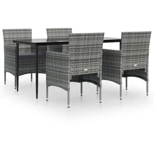 vidaXL Ensemble à manger de jardin et coussins 5pcs Gris/noir pas cher