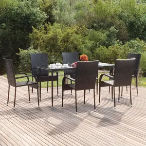 vidaXL Ensemble à manger de jardin 7 pcs Noir Résine tressée pas cher