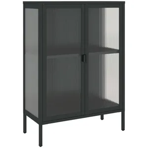 Comparateur de prix : vidaXL Buffet noir 75x35x105 cm verre et acier