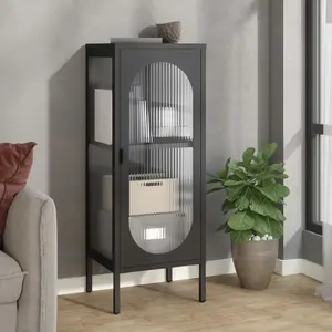 vidaXL Buffet noir 40x35x105 cm verre et acier pas cher