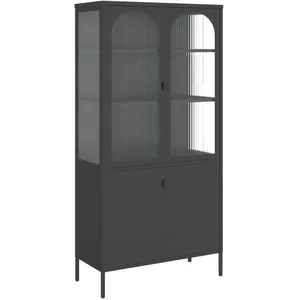 Comparateur de prix : vidaXL Buffet haut noir 90x40x180 cm verre et acier