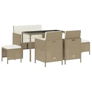 Comparateur de prix : vidaXL Ensemble à manger de jardin avec coussins 6pcs beige poly rotin
