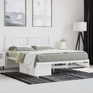 vidaXL Cadre de lit métal avec tête de lit blanc 140x200 cm pas cher