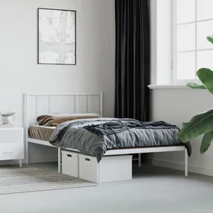 vidaXL Cadre de lit métal avec tête de lit blanc 80x200 cm