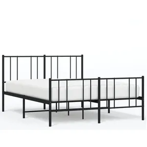 vidaXL Cadre de lit métal avec tête de lit/pied de lit noir 160x200 cm pas cher