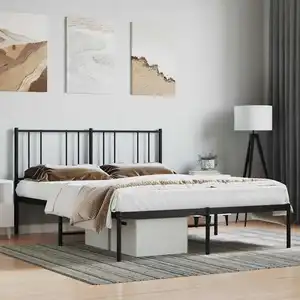 Comparateur de prix : vidaXL Cadre de lit métal avec tête de lit noir 140x190 cm