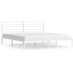 vidaXL Cadre de lit métal avec tête de lit blanc 183x213 cm pas cher