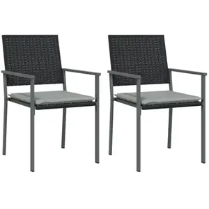 vidaXL Chaises de jardin et coussins lot de 2 noir 54x62,5x89 cm rotin pas cher