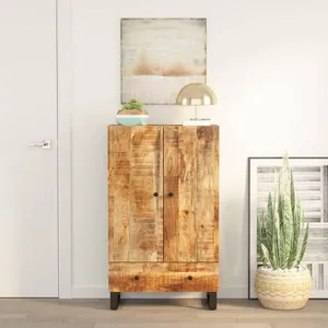 VidaXL Buffet haut avec tiroir 60x33x100cm bois massif manguier et fer pas cher