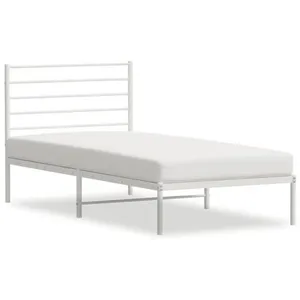vidaXL Cadre de lit métal avec tête de lit blanc 80x200 cm pas cher