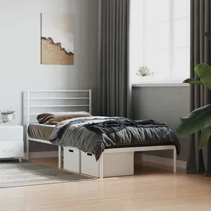 vidaXL Cadre de lit métal avec tête de lit blanc 100x200 cm pas cher