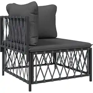 vidaXL Canapé d'angle de jardin avec coussins anthracite tissu tissé pas cher