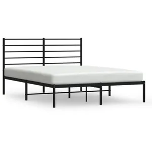 vidaXL Cadre de lit métal avec tête de lit noir 120x190 cm pas cher