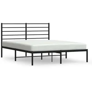vidaXL Cadre de lit métal avec tête de lit noir 150x200 cm pas cher