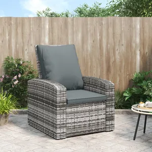 Comparateur de prix : vidaXL Fauteuil inclinable de jardin avec coussins gris résine tressée