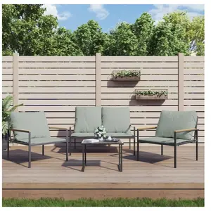 vidaXL Salon de jardin avec coussins 3 pcs anthracite acier pas cher