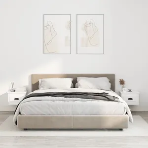 vidaXL Tables de chevet murales 2 pcs blanc 41,5x36x28 cm pas cher